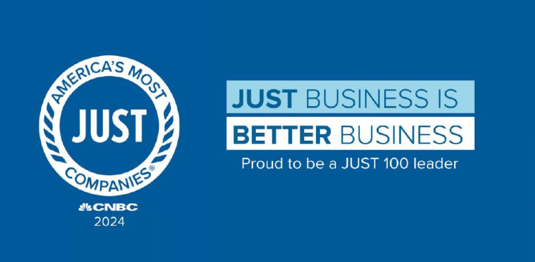 America's most companies JUST CNBC 2024 just business is better business proud to be a JUST 100 leader